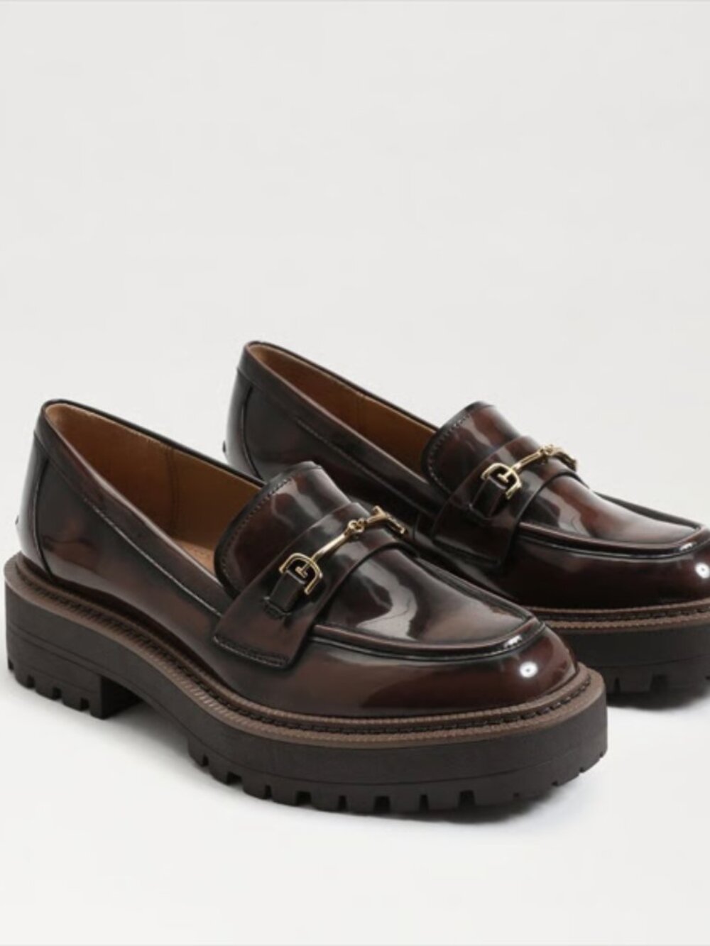 Sam Edelman Leather Laurs Lug Sole Loafer Chestnut Brown Size 7